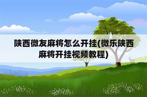 陕西微友麻将怎么开挂(微乐陕西麻将开挂视频教程)