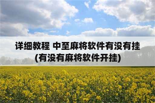 详细教程 中至麻将软件有没<strong>有挂</strong>(有没有麻将软件开挂)