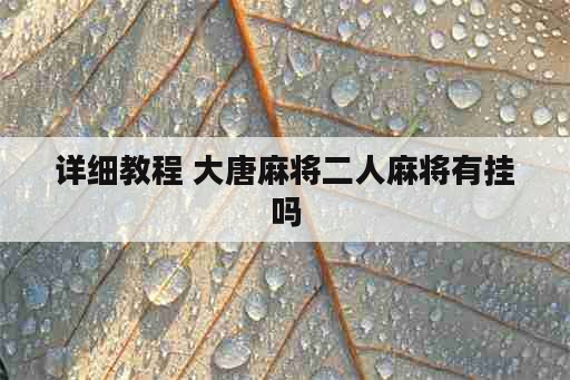 详细教程 大唐麻将二人麻将<strong>有挂</strong>吗