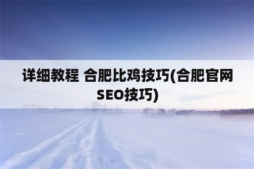 详细教程 合肥比鸡技巧(合肥官网SEO技巧)