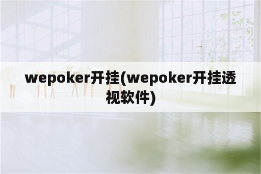 wepoker开挂(wepoker开挂透视软件)