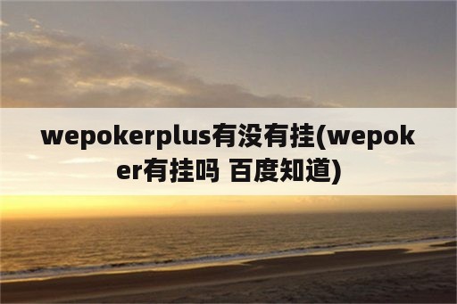 wepokerplus有没有挂(wepoker有挂吗 百度知道)