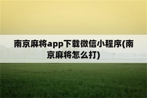 南京麻将app下载微信小程序(南京麻将怎么打)