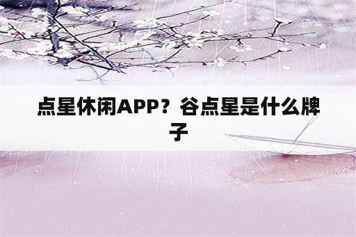 点星休闲APP？谷点星是什么牌子