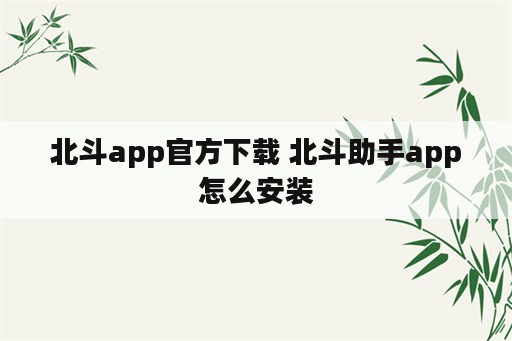 北斗app官方下载 北斗助手app怎么安装