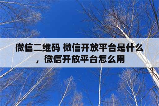 微信二维码 微信开放平台是什么，微信开放平台怎么用