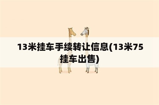 13米挂车手续转让信息(13米75挂车出售)