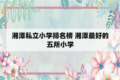 湘潭私立小学排名榜 湘潭最好的五所小学