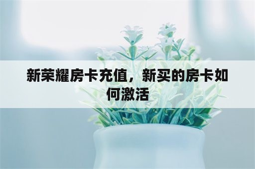 新荣耀房卡充值，新买的房卡如何激活