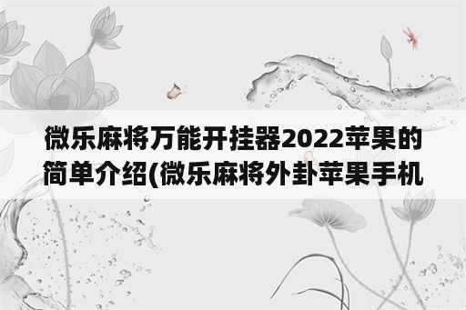 微乐麻将万能开挂器2022苹果的简单介绍(微乐麻将外卦苹果手机)