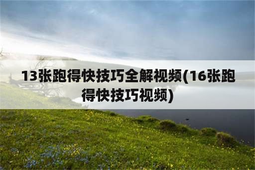 13张跑得快技巧全解视频(16张跑得快技巧视频)