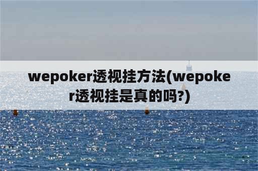 wepoker透视挂方法(wepoker透视挂是真的吗?)