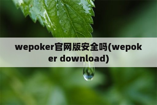 wepoker官网版安全吗(wepoker download)