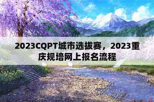 2023CQPT城市选拔赛，2023重庆规培网上报名流程