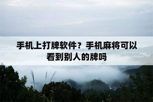 手机上打牌<strong>软件</strong>？手机麻将可以看到别人的牌吗