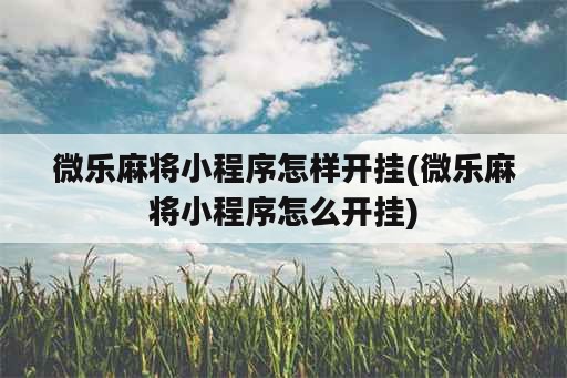 微乐麻将小程序怎样开挂(微乐麻将小程序怎么开挂)