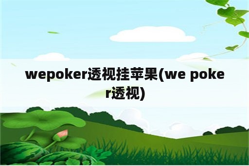 wepoker透视挂苹果(we poker透视)