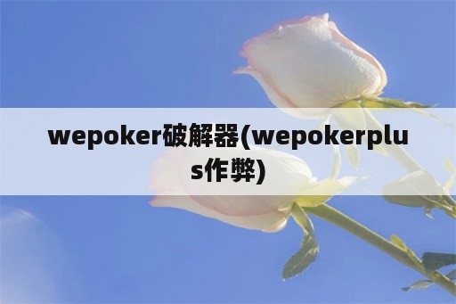 wepoker破解器(wepokerplus作弊)
