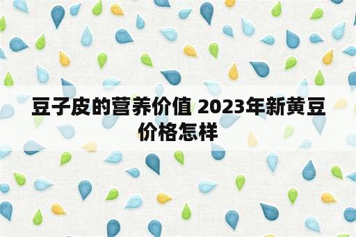 豆子皮的营养价值 2023年新黄豆价格怎样