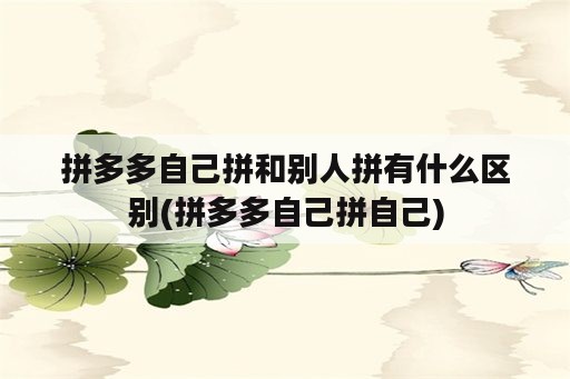 拼多多自己拼和别人拼有什么区别(拼多多自己拼自己)