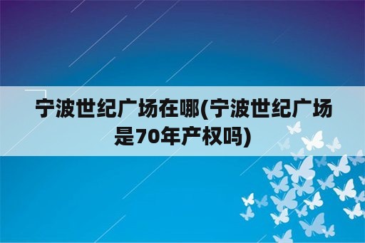 宁波世纪广场在哪(宁波世纪广场是70年产权吗)