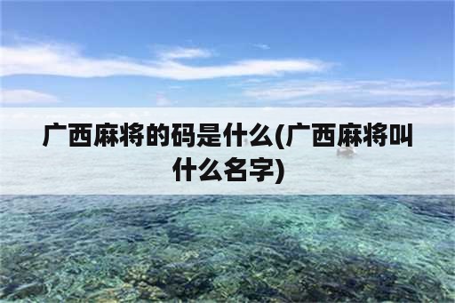 广西麻将的码是什么(广西麻将叫什么名字)