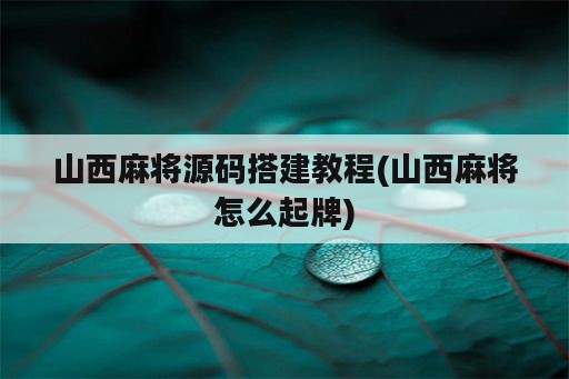 山西麻将源码搭建教程(山西麻将怎么起牌)