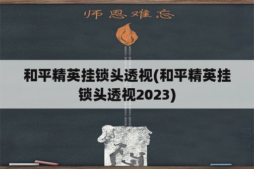 和平精英挂锁头透视(和平精英挂锁头透视2023)