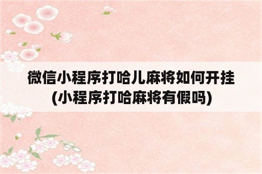 微信小程序打哈儿麻将如何开挂(小程序打哈麻将有假吗)