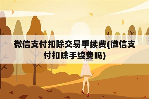 微信支付扣除交易手续费(微信支付扣除手续费吗)