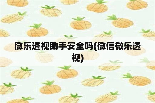 微乐透视助手安全吗(微信微乐透视)