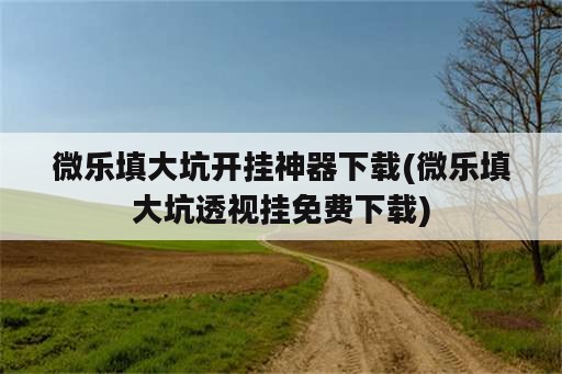 微乐填大坑开挂神器下载(微乐填大坑透视挂免费下载)