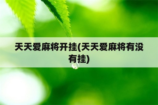 天天爱麻将开挂(天天爱麻将有没有挂)