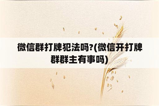 微信群打牌犯法吗?(微信开打牌群群主有事吗)