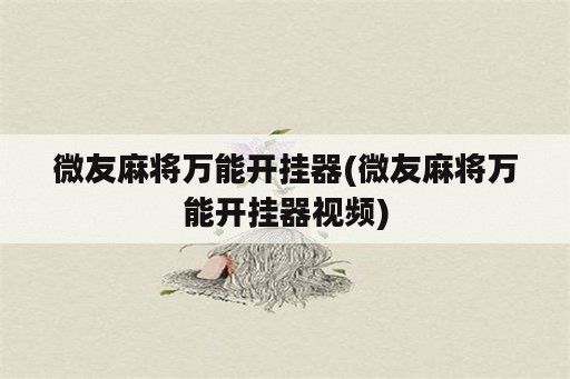 微友麻将万能开挂器(微友麻将万能开挂器视频)