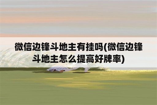 微信边锋斗地主<strong>有挂</strong>吗(微信边锋斗地主怎么提高好牌率)