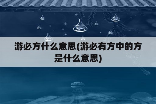 游必方什么意思(游必有方中的方是什么意思)