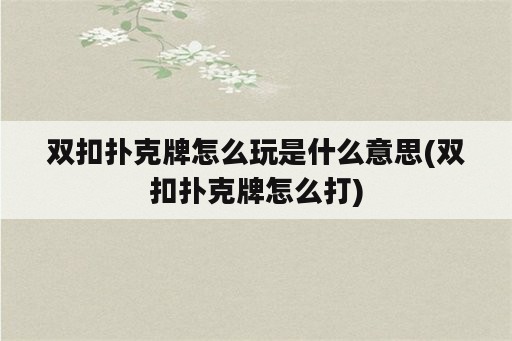 双扣扑克牌怎么玩是什么意思(双扣扑克牌怎么打)