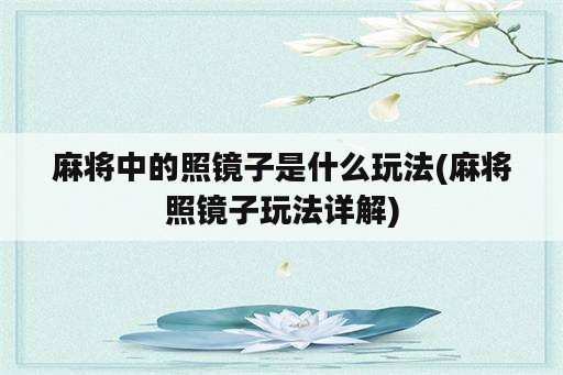 麻将中的照镜子是什么玩法(麻将照镜子玩法详解)