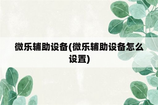 微乐辅助设备(微乐辅助设备怎么设置)