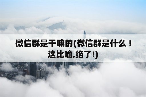 微信群是干嘛的(微信群是什么 !这比喻,绝了!)