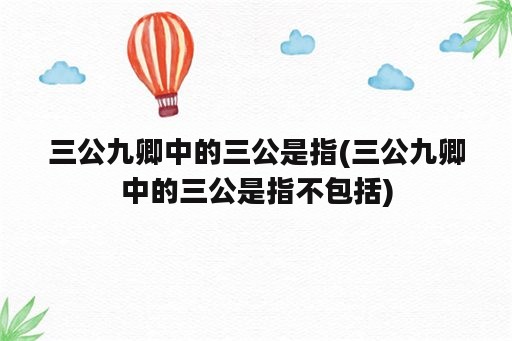 三公九卿中的三公是指(三公九卿中的三公是指不包括)