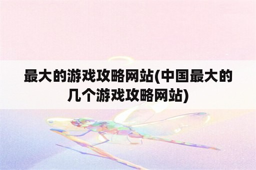 最大的游戏攻略网站(中国最大的几个游戏攻略网站)