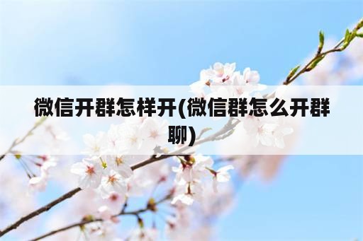 微信开群怎样开(微信群怎么开群聊)