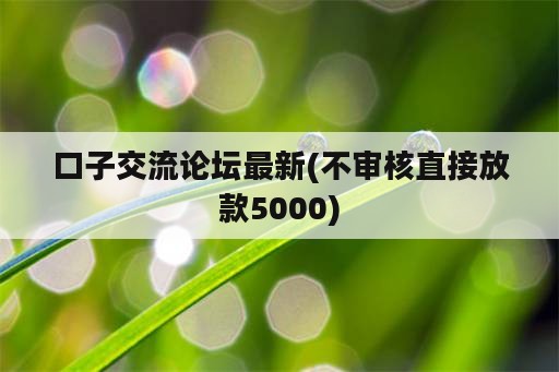 口子交流论坛最新(不审核直接放款5000)