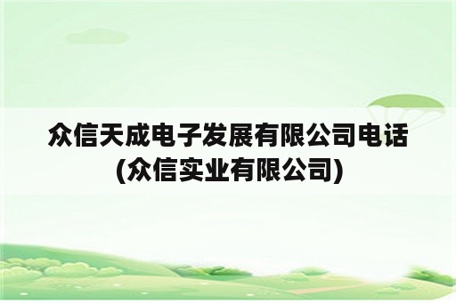 众信天成电子发展有限公司电话(众信实业有限公司)