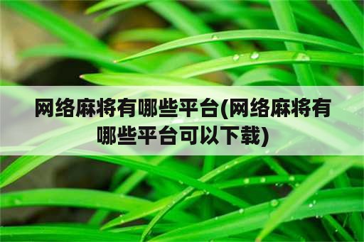 网络麻将有哪些平台(网络麻将有哪些平台可以下载)