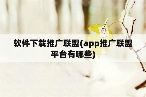 <strong>软件</strong>下载推广联盟(app推广联盟平台有哪些)