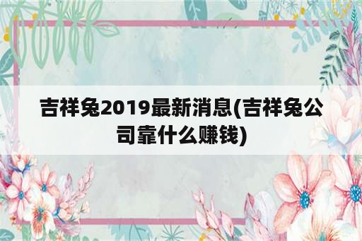 吉祥兔2019最新消息(吉祥兔公司靠什么赚钱)