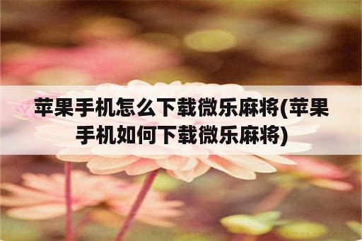 苹果手机怎么下载微乐麻将(苹果手机如何下载微乐麻将)